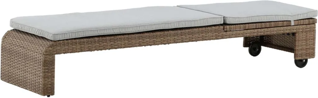 FURNLUX London Bain de soleil Gris et Marron 196cm - Transat de Jardin