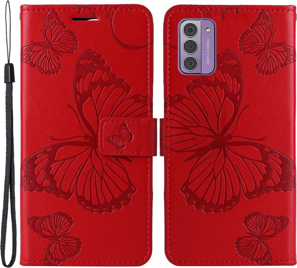 Nokia G42 Hülle - Coverup Schmetterlinge Klapphülle - Rot