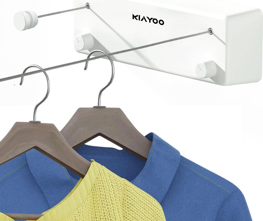 Doppelte ausziehbare Wäscheleine - Wandmontierte Innen/Außen Schwerlast Edelstahlleine 2 * 4,2 m für Apartment Hotel Wohnheim Balkon Wäscheraum...