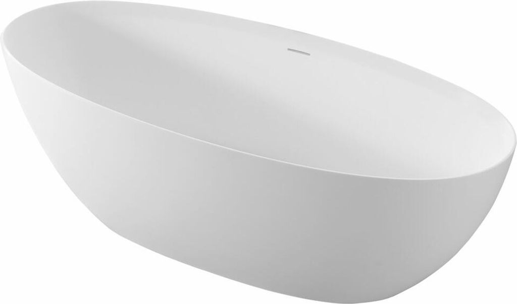 NOYA Freistehende Badewanne 170x76cm, Gußstein weiß matt