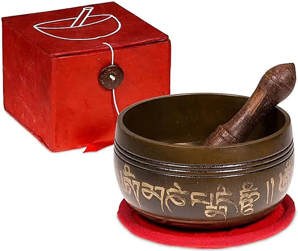 Bol Chantant Tibétain Ohm Rouge Anti-Stress 8cm - Idée Cadeau 180g