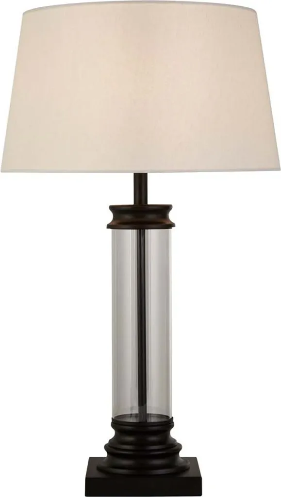 Lampe de Table Colonne en Verre avec Abat-Jour Noir et Blanc Chic
