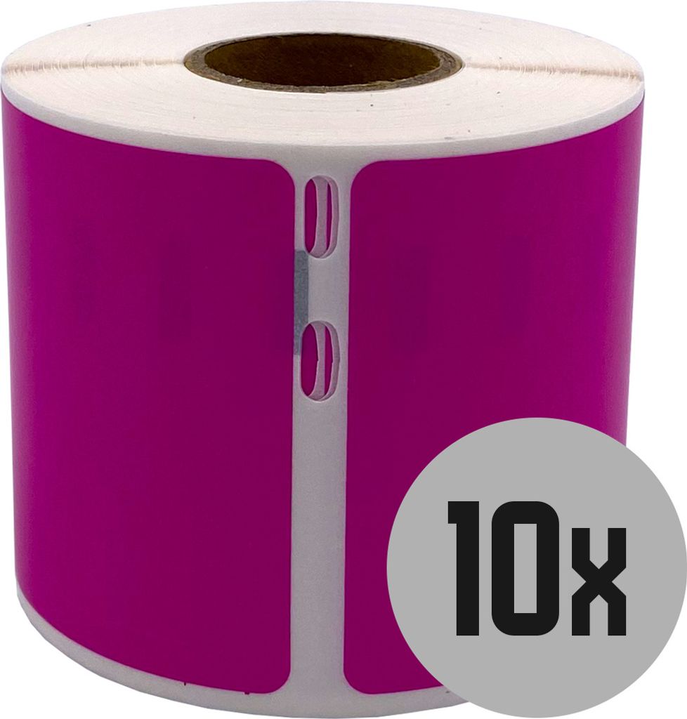 DULA Etiketten - Kompatibel mit Dymo Compatible labels - Roze - 99014 - S0722430 - Verzend- en naambadge etiketten - 10 rollen - 101 x 54 mm - 220 ...