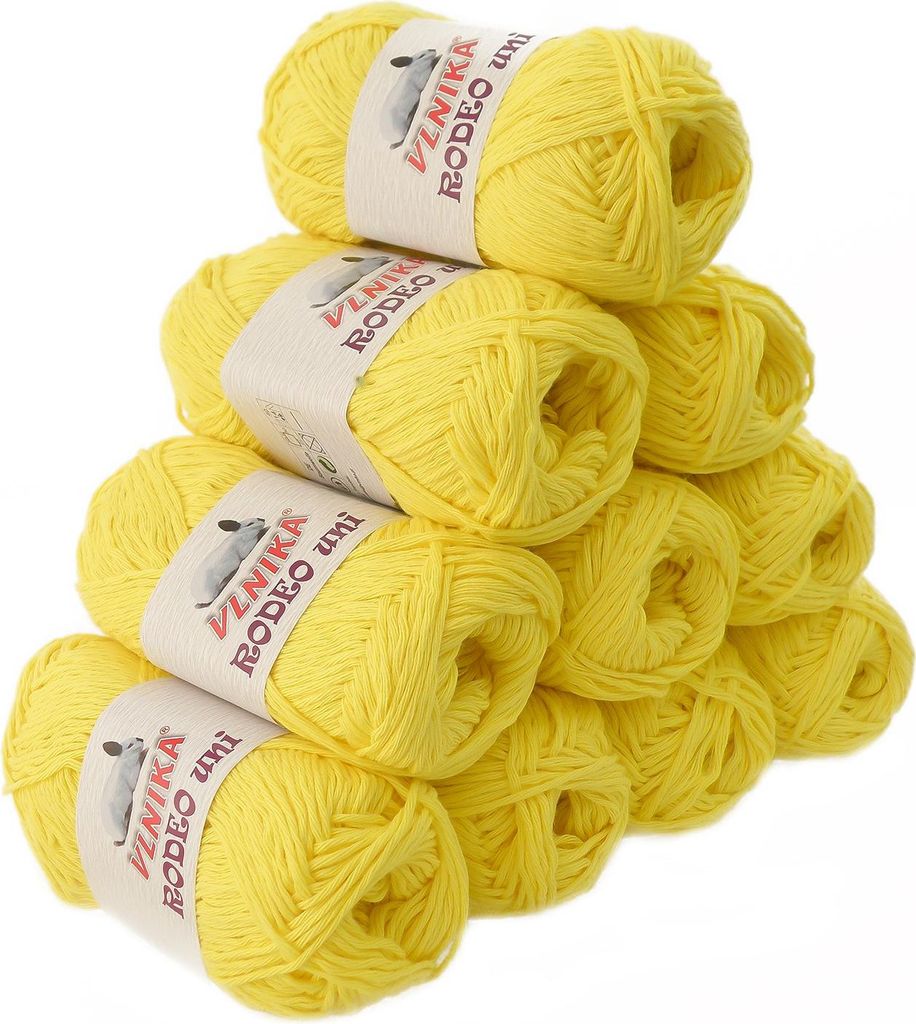 500g Baumwoll-Strickgarn Rodeo Uni Handstrickgarn Klassikgarn freie Farbwahl, Farbe:503 gelb
