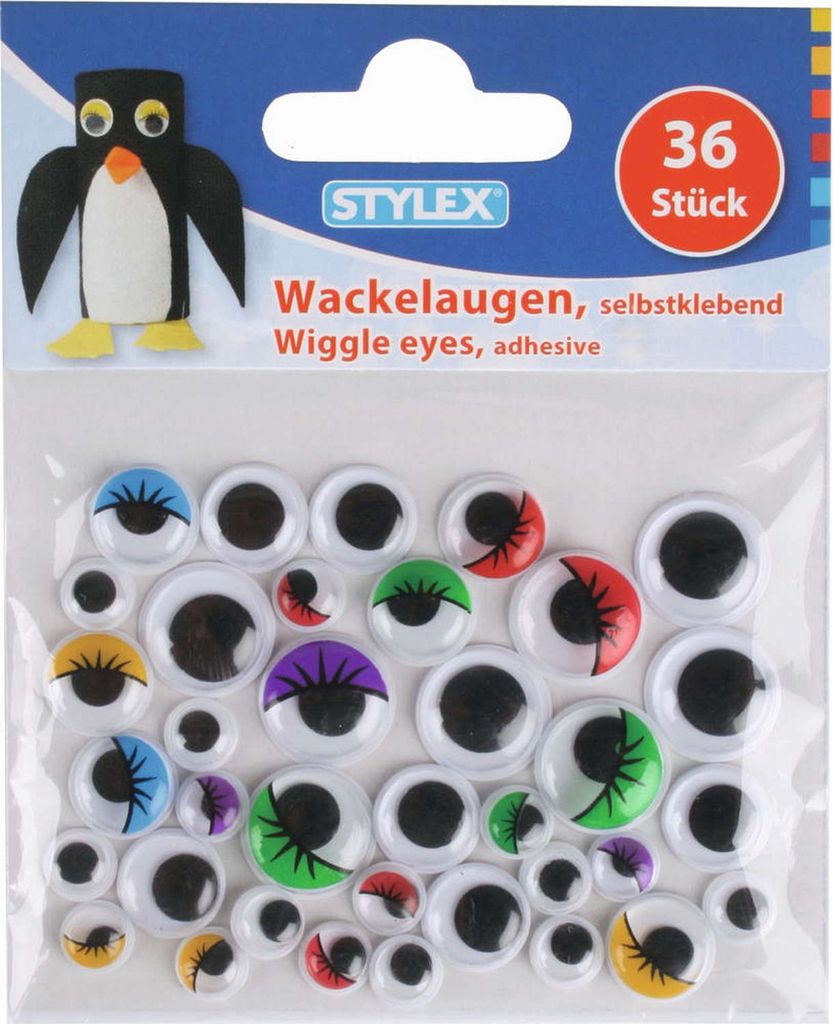 Stylex 46544 Wackelaugen, selbstklebend, 36 Stück
