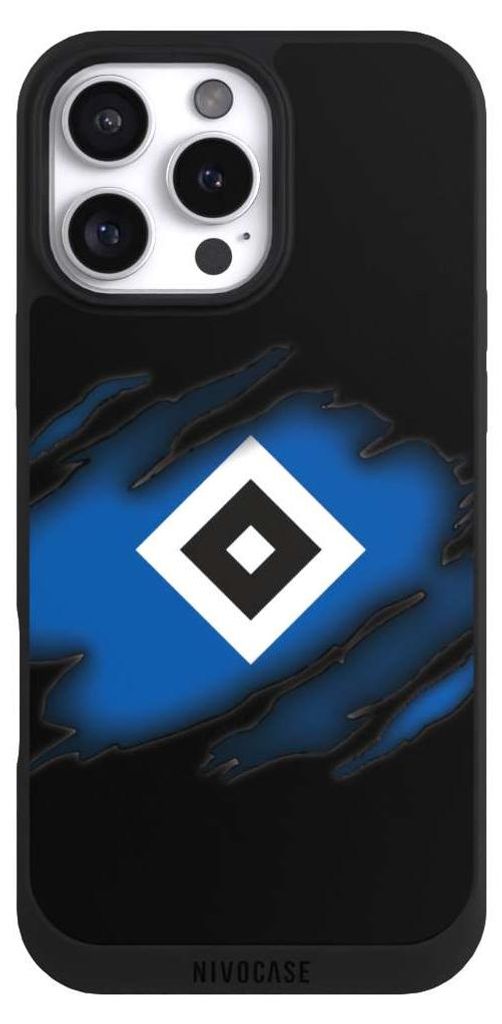 NIVOCASE Handyhülle für Apple iPhone 16 Pro Max Hülle NIVOpure Case Schwarz HSV Hamburger SV Offizielles Lizenzprodukt
