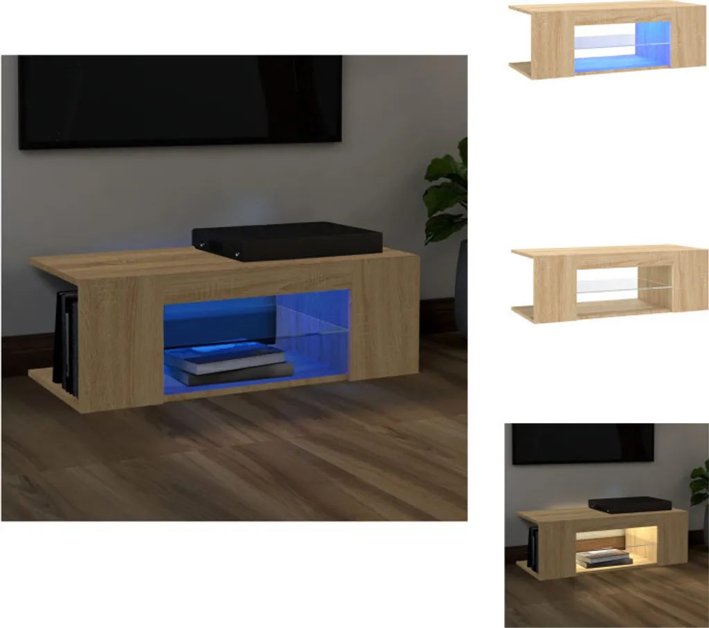 Offerta Mobile TV vidaXL con Luci LED Rovere Sonoma - 90cm Prezzo Top