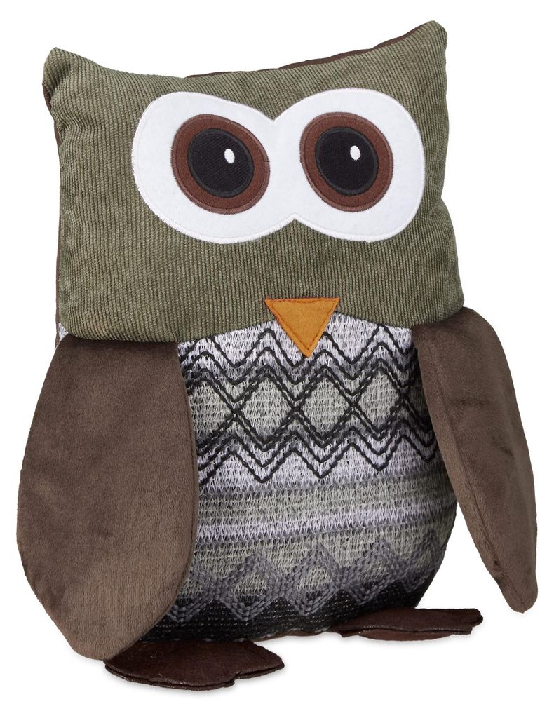 Türstopper mit Eulenmotiv, Türpuffer aus Stoff, Türbeutel, Türhalter für Kinder, dekorativ, H x B x T: 24 x 14 x 14 cm, braun