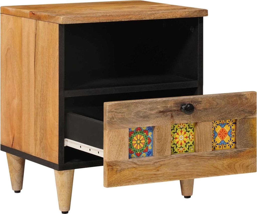 vidaXL Nachttisch Natur 40 x 33 x 46 cm Massivholz Mango