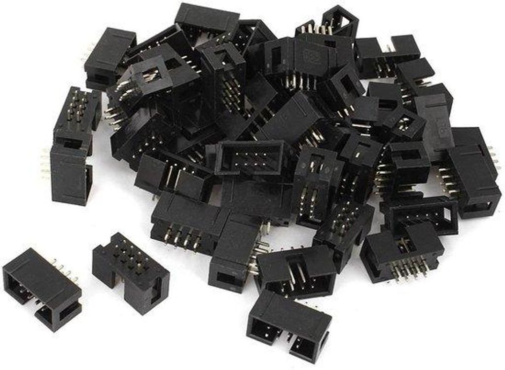 Set mit 50 Stücken IDC DC3-8P 8-poliger 2,54 mm JTAG-Steckverbinder, schwarz.