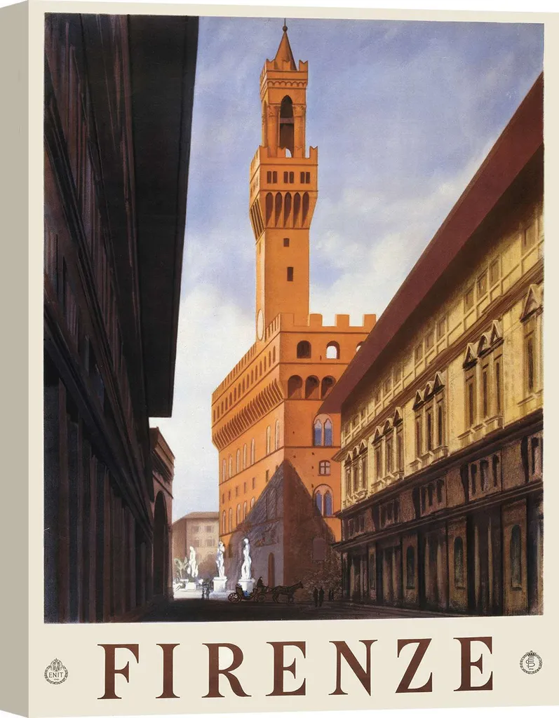Déco Murale Italie : Affiche Vintage Florence 1938 sur Toile 60x80 cm
