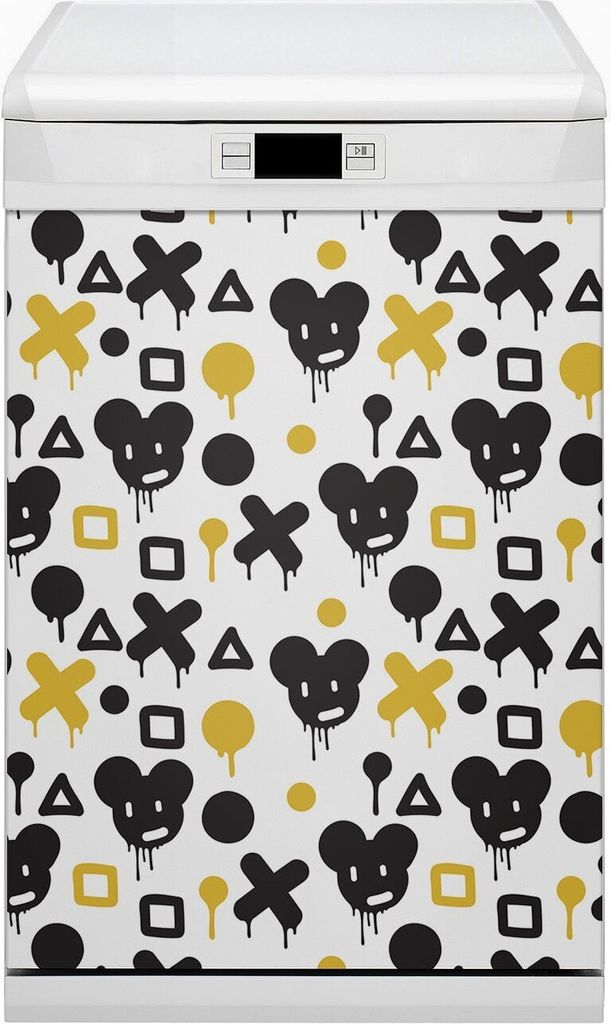 Magnete Küche Magnetmatte Magnet für Spülmaschine Abwaschbar Dekor 45x80 cm - Graffiti schwarz