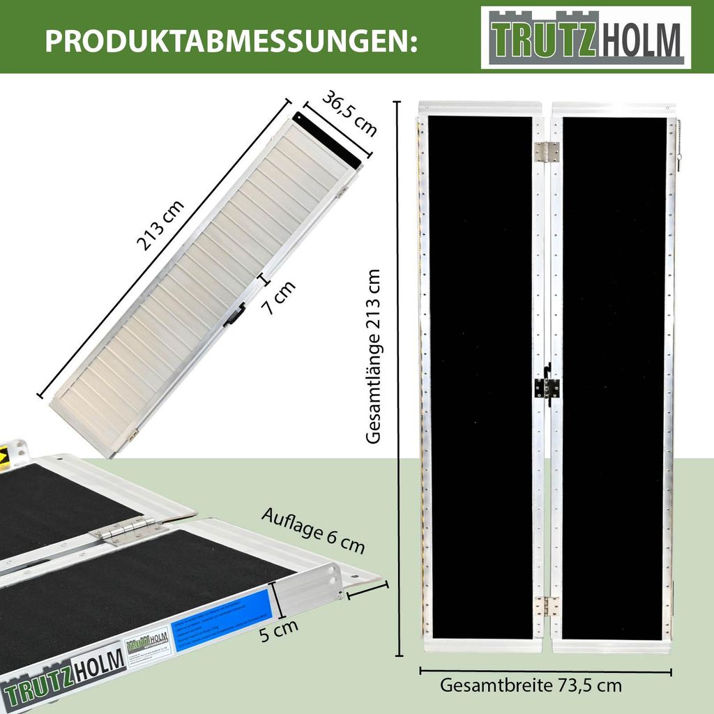 TRUTZHOLM Rollstuhlrampe 213 cm Traglast 272 kg Alu Produktbild 