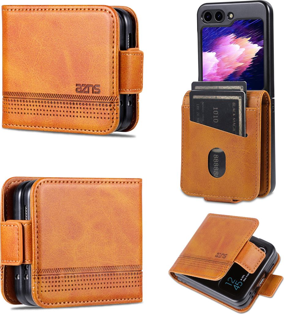 Leder Hülle für Samsung Galaxy Z Flip6 / Z Flip7 FE, Klapphüllen Brieftasche Magnetverschluss Schutzhülle Gelb