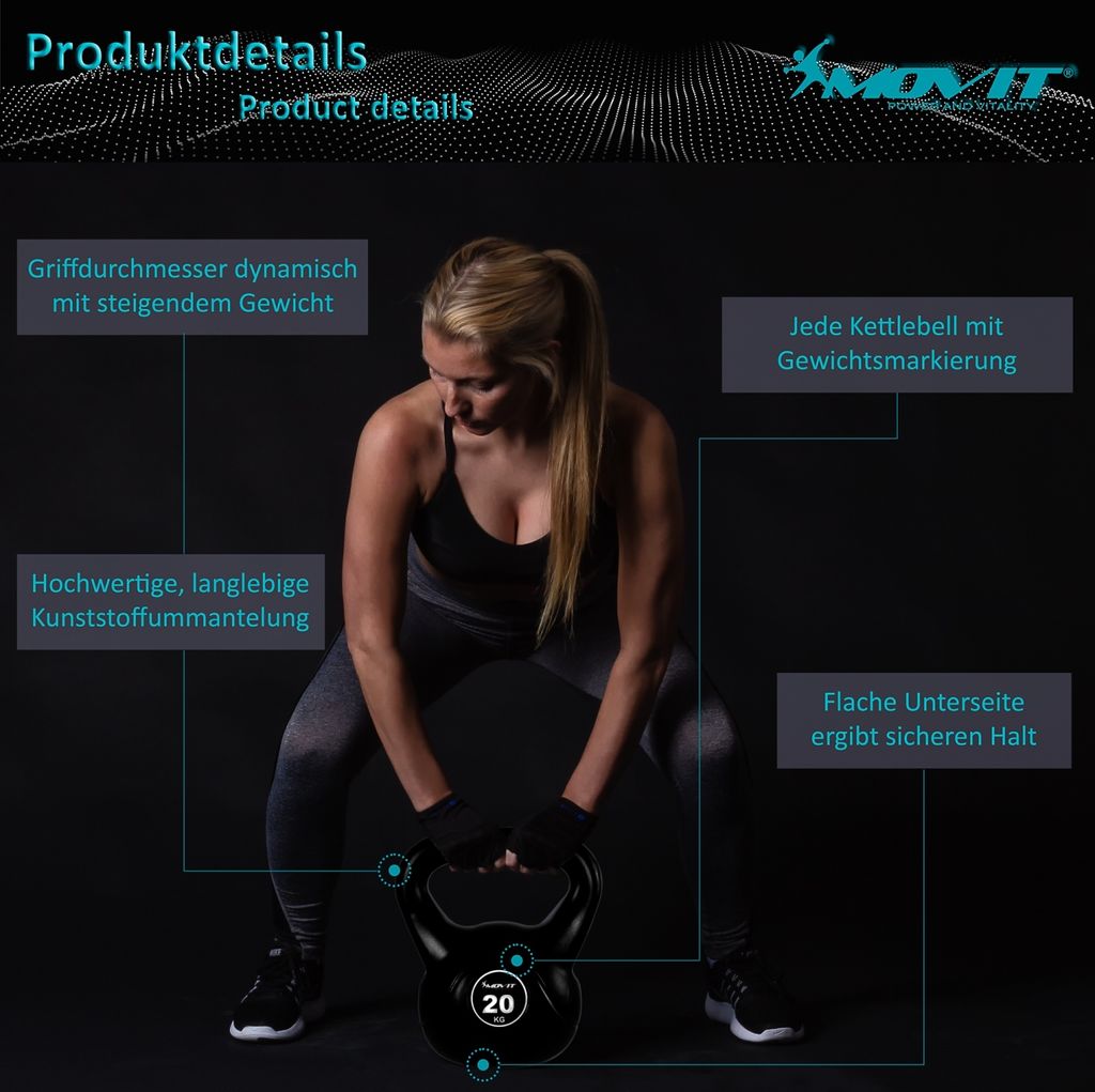 MOVIT Kettlebell Kugelhantel Rundgewicht Kugelgewicht Produktbild 5