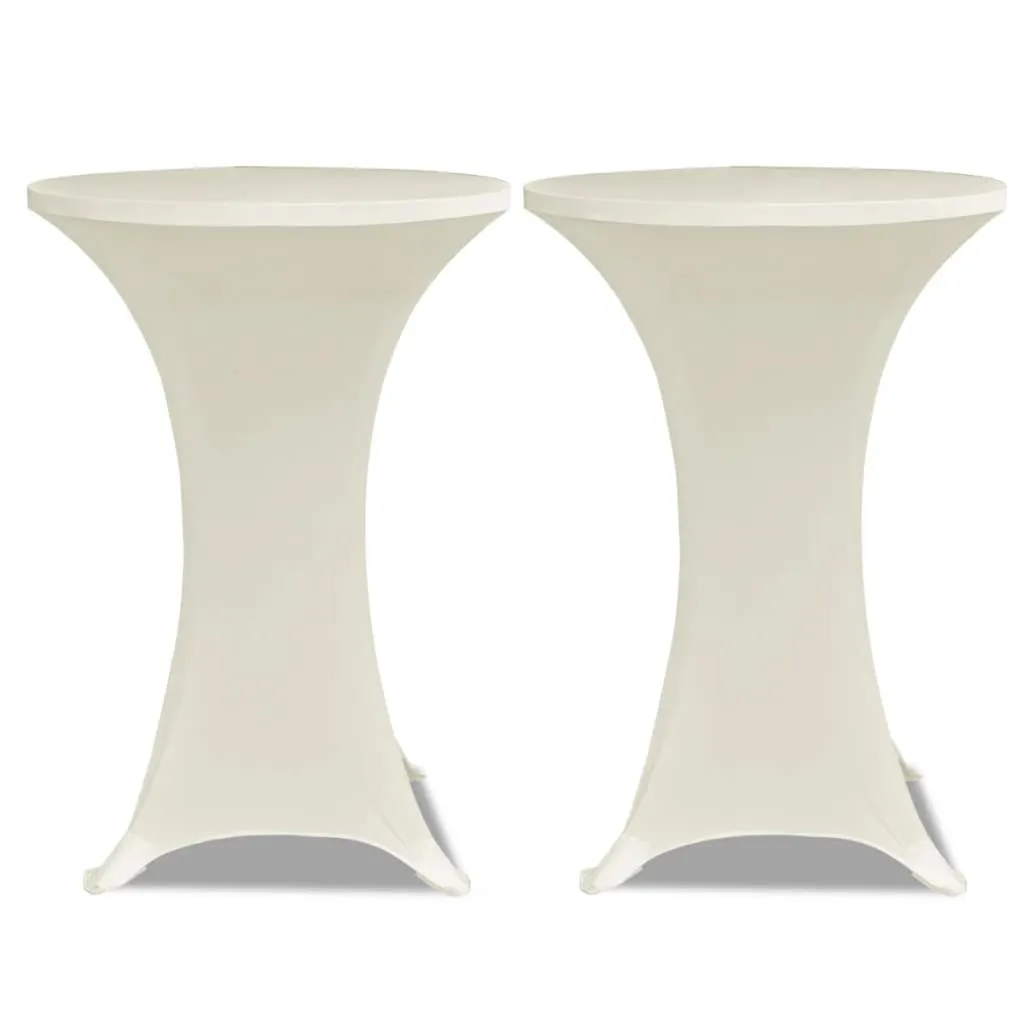2 Copritavolo Bar Professionali Ø80 cm | Tessuto Crema Anti-Piega