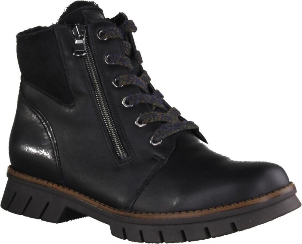 Waldläufer H-Xara 975901-001 Boots, Damen, Schwarz, Leder, Lammfell gefüttert, - Damenschuhe Bequeme Stiefel / Stiefeletten, Schwarz, leder (napp...