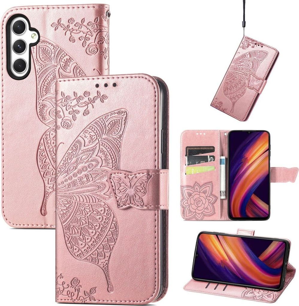 König Design Hülle kompatibel mit Samsung Galaxy S23 FE Kunstleder Handyhülle - Handy Case Roségold