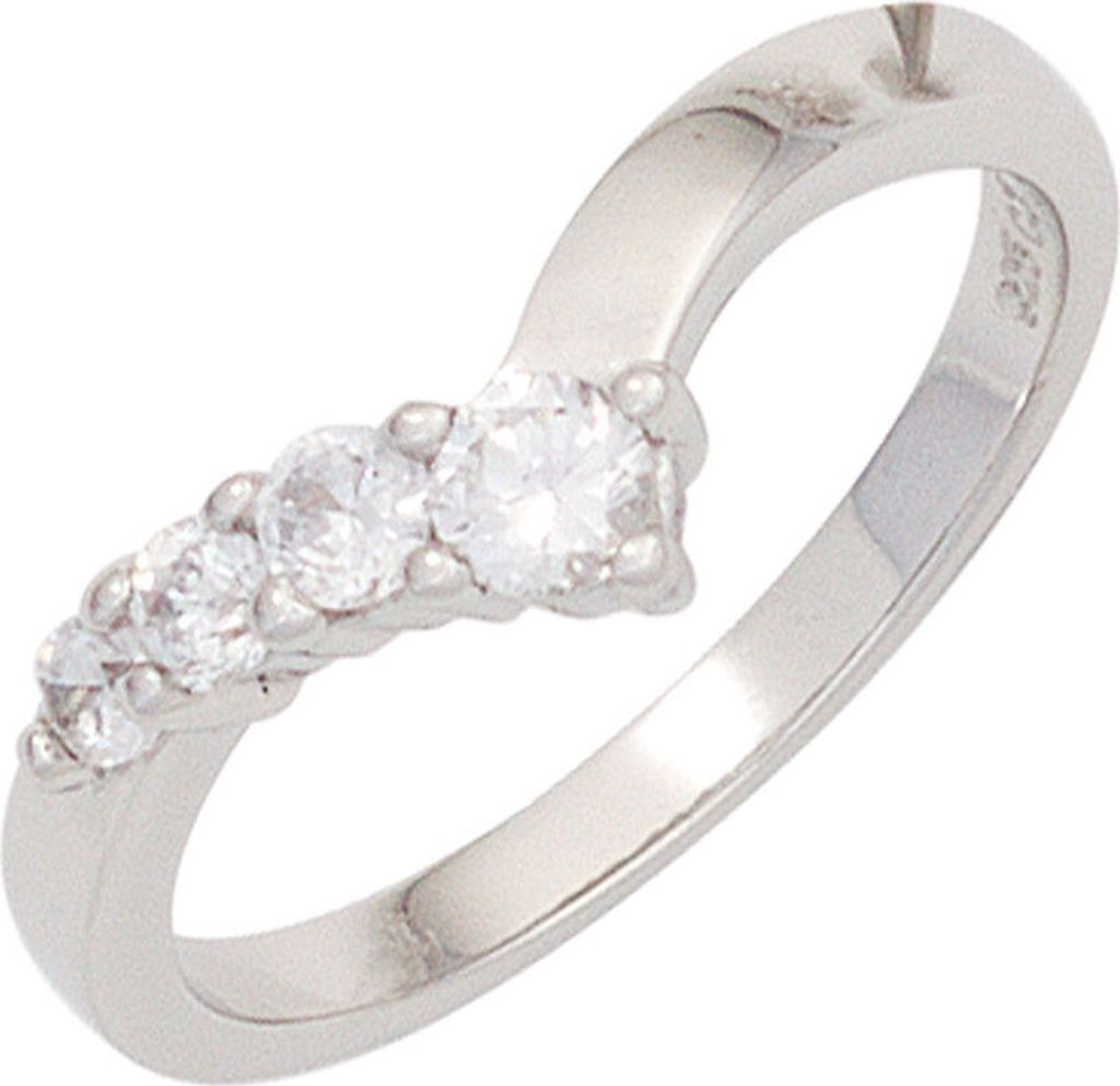 Ring Damenring aus 925 Silber glänzend 4 Zirkonia weiß Silberring Innenumfang 50mm Ø15.9mm