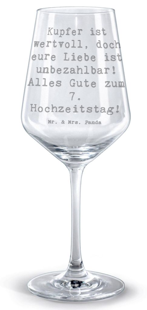Mr. & Mrs. Panda Weinglas Spruch 7. Hochzeitstag Kupferhochzeit - Transparent - Geschenk, besondere Anlässe, sieben Jahre Ehe, Heirat, Heiraten, G...