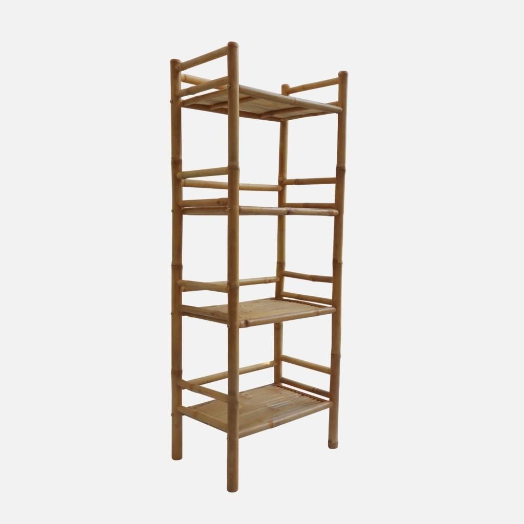 Libreria in bambù a 4 livelli, 144cm, Marrone naturale Immagine del prodotto 