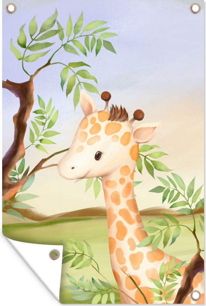 MuchoWow 80x120 cm Outdoor-Poster Gartendeko Sichtschutz Garten Poster für den Garten Dschungel - Giraffe - Tiere
