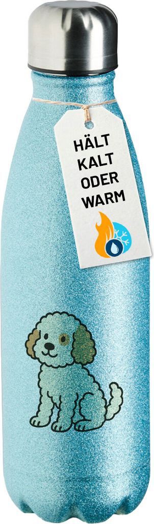 Huuraa Trinkflasche Cavapoo Comic Caviepoo 500ml Blue Edelstahl Wasserflasche Trinkflasche Geschenkidee
