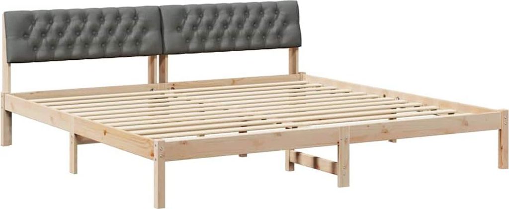 vidaXL Bettgestell Braun und Dunkelgrau 200 x 200 cm Massivholz Kiefer