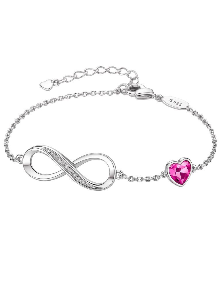 S&T DESIGN Silberarmband Infinity Armband Damen 925 Sterling Silber Unendlichkeit Herz (Echt Silber, inkl. Verpackung), Verstellbares Armband