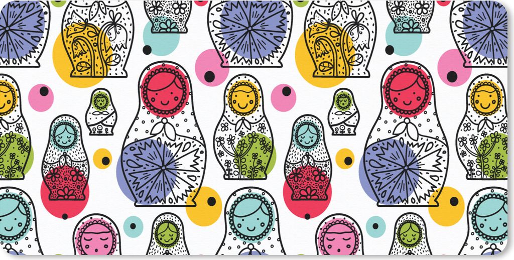 MuchoWow Mauspad Mousepad Matroschka - Schnittmuster - Baby 60x30 cm - Mousepads - Maus Mat - Pad - Mausunterlage - Nachhaltig