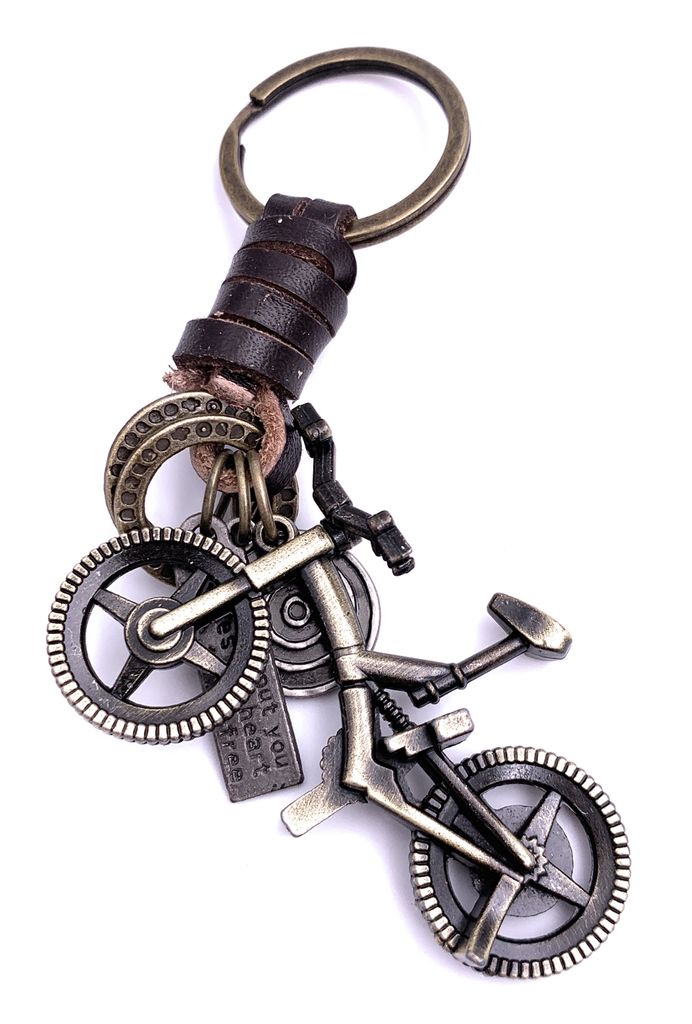 Schlüsselanhänger Fahrrad mit Herz Narben Bronze Metall Anhänger Charm 