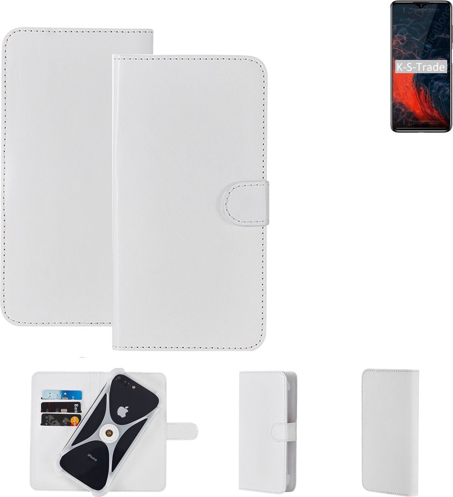 K-S-Trade Handy Hülle Schutz Hülle kompatibel mit Elephone E10 Cover Case Bookstyle Bumper weiß 1x