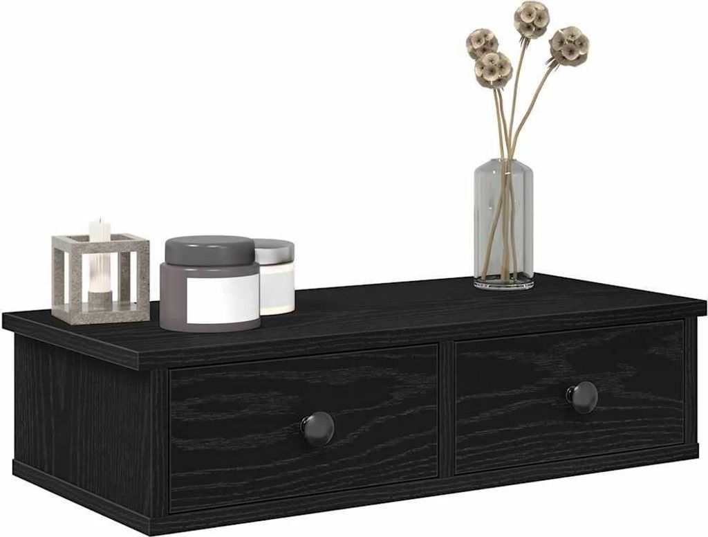 Maison Exclusive - Wandregal mit Schubladen Schwarz 60x28x15 cm Holzwerkstoff