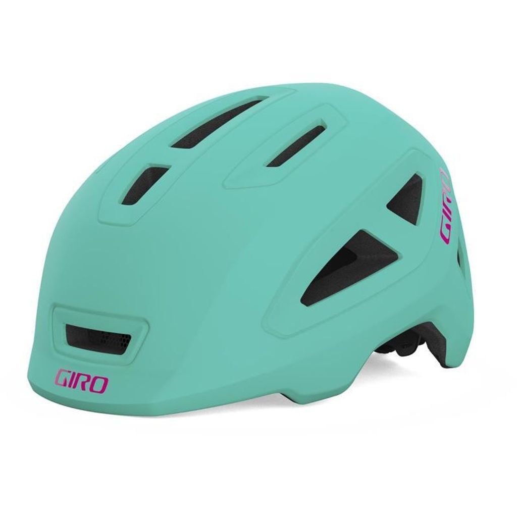 Giro Scamp II Kinder Fahrradhelm hellgrün-rosa, ca. 280g, für Pferdeschwanz geeignet