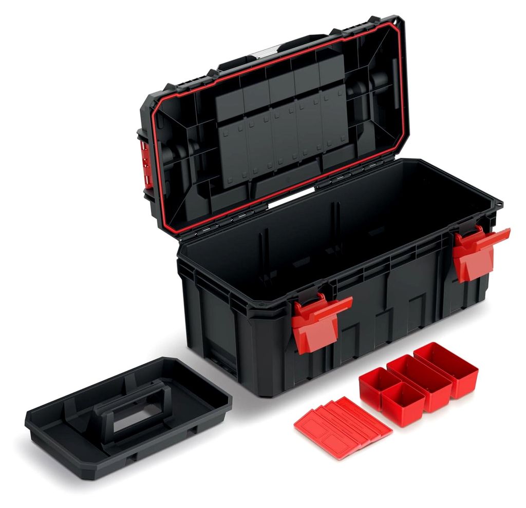 Werkzeugkiste mit Organizer im Deckel, wasser- und staubdicht, Kunststoff, Abmessungen: 550 x 280 x 264 mm