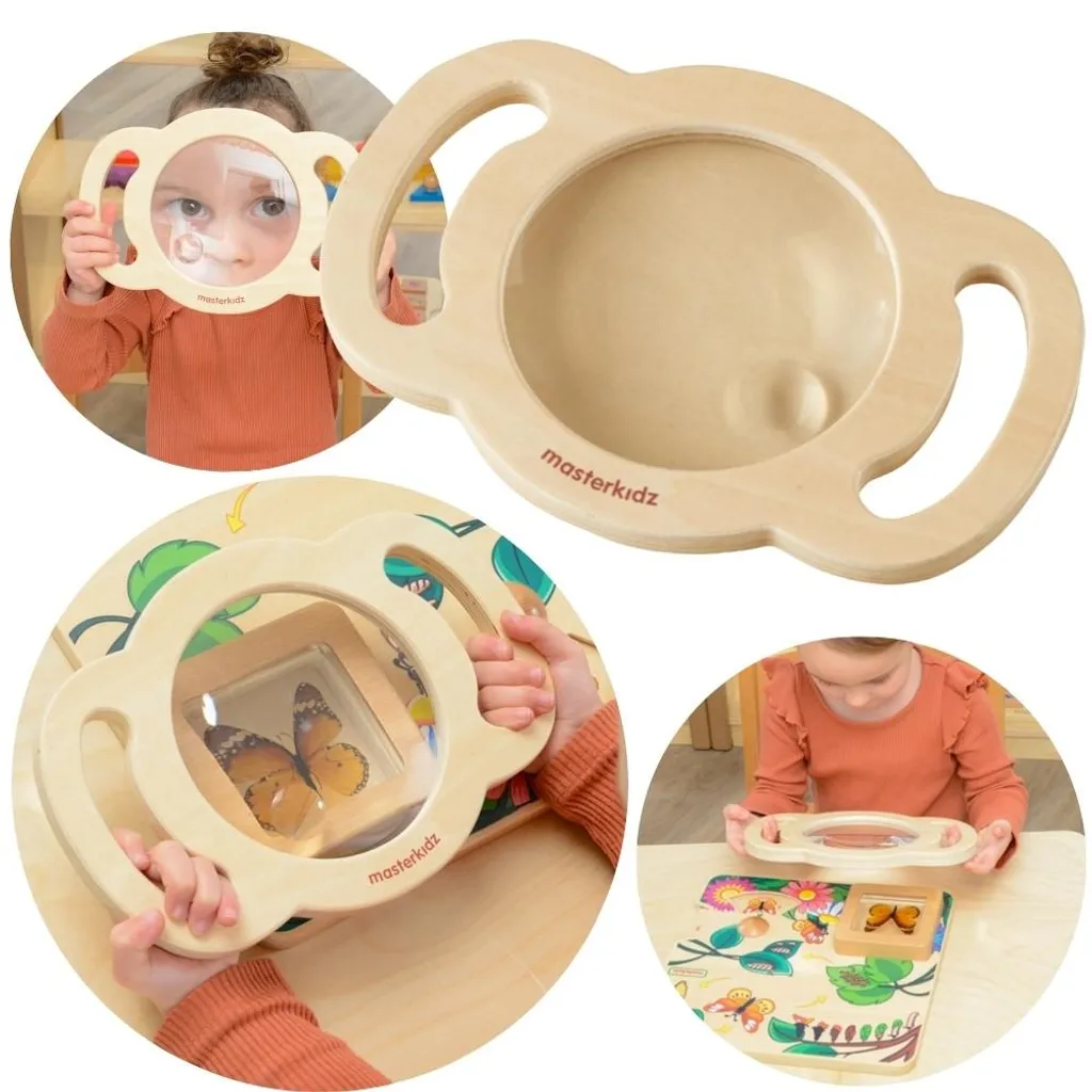 Loupe de découverte Masterkidz en bois massif avec lentille géante 10cm