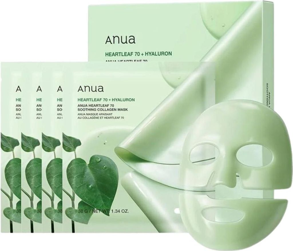 Anua Heartleaf 70+ Hyaluron-Kollagenmaske 38G 4 Stü ck
