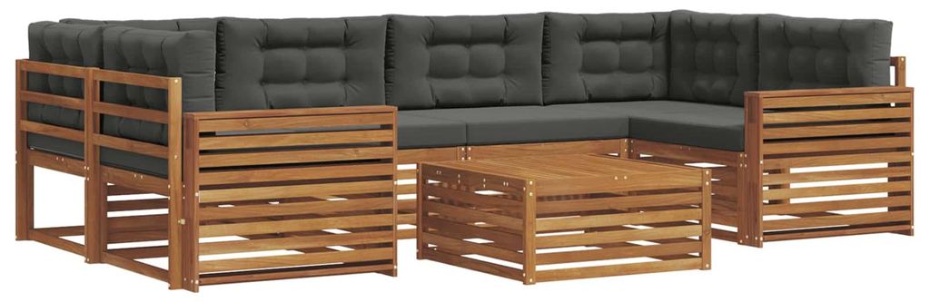 vidaXL Outdoor-Sofagarnitur mit Kissen 7 pcs Natur und Anthrazit