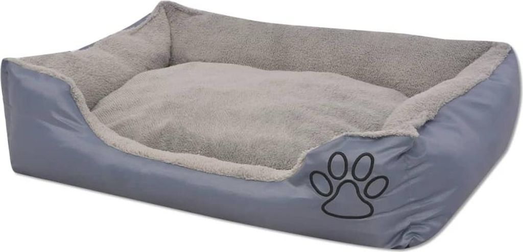 vidaXL Hundebett mit gepolstertem Kissen Größe M Grau