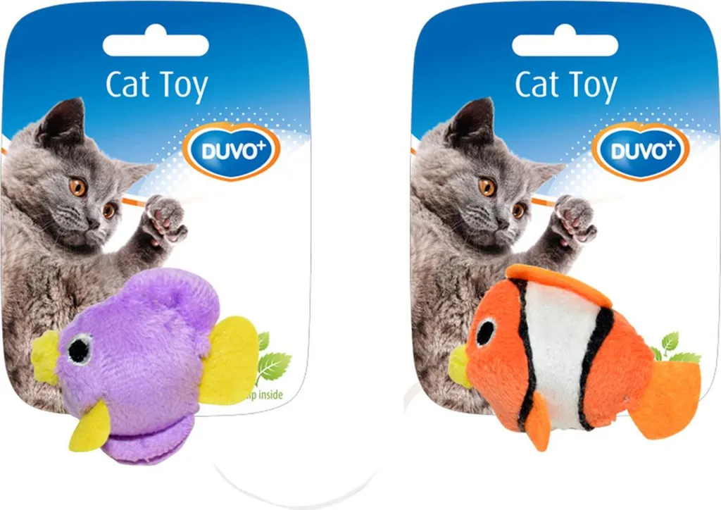 DUVO+ Peluche Pesce per Gatti 2pz - Gioco Resistente con Erba Gatta