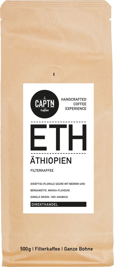 ÄTHIOPIEN Kaffee ganze Bohne | Kräftig, Florale Säure, Mokka-Flavour | 500g | Specialty Coffee aus Direkthandel