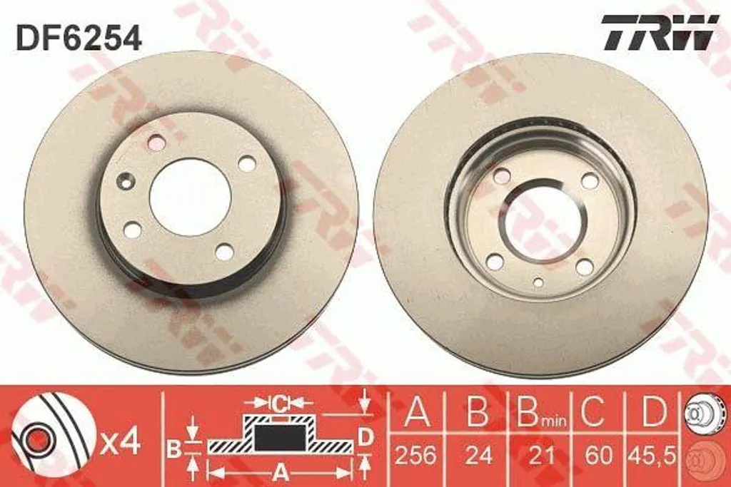 Disque de frein TRW DF6254 OE 13502001 en acier allié anticorrosion