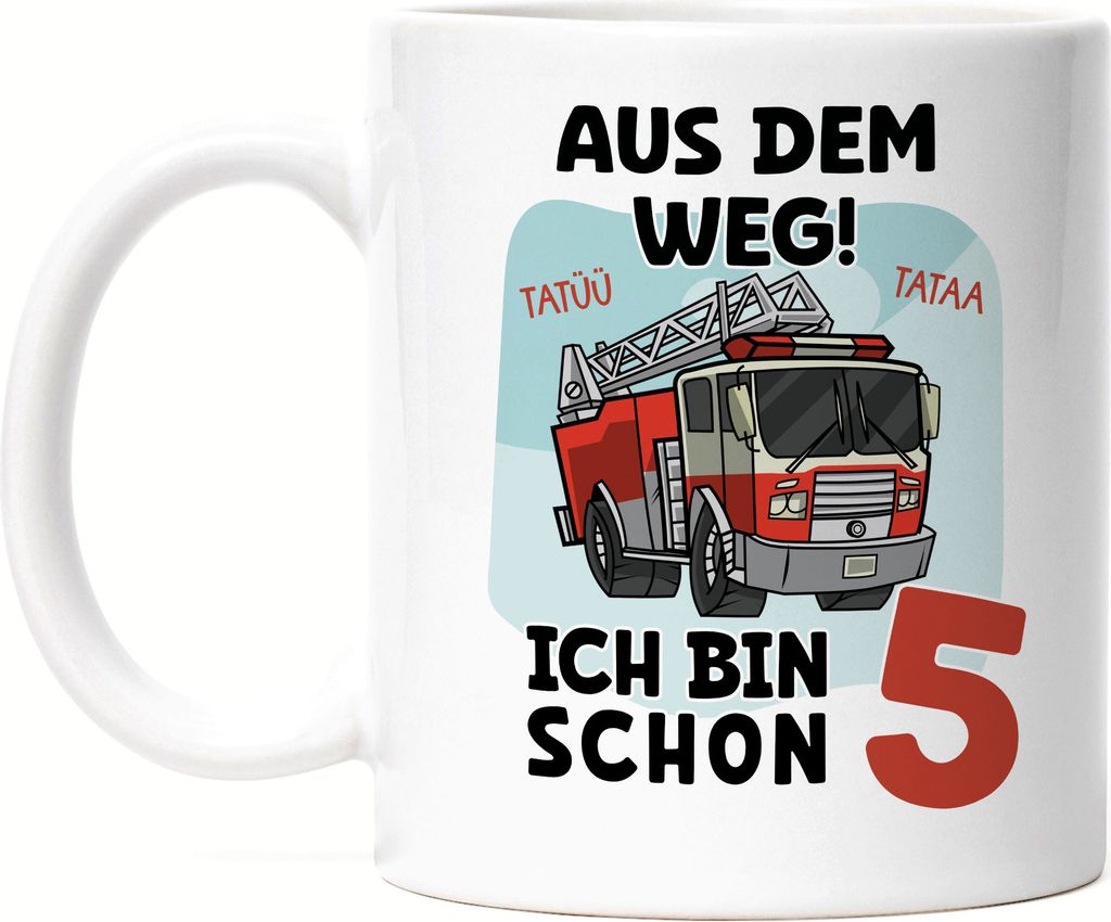 Aus Dem Weg Ich Bin Schon 5 Tasse Weiß Happy Birthday 5. Geburtstag Alles Gute Jahre Feuerwehrmann Party