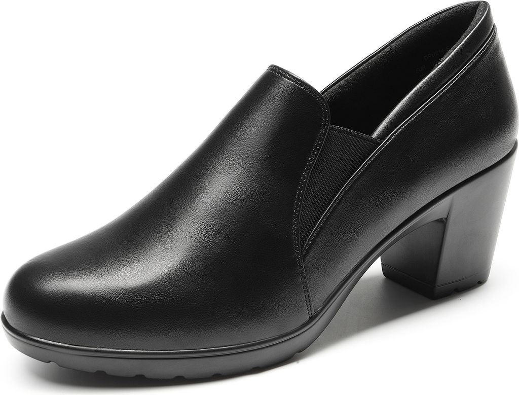 DREAM PAIRS Damen-Kleidschuhe Pumps mit niedrigem Blockabsatz Oxfords, Farbe: Schwarz, Größe:42