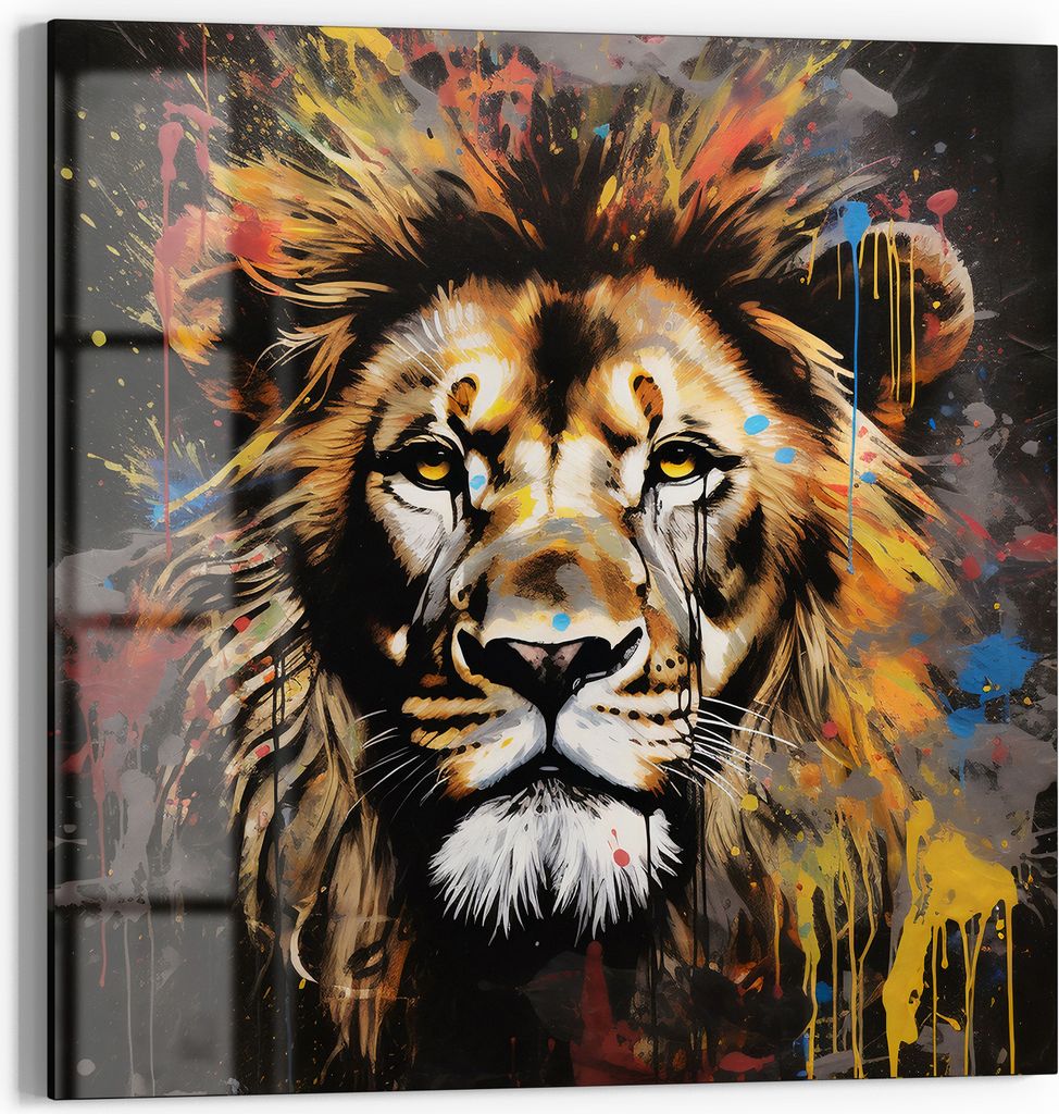 DEQOART Magnettafel Glas 30x30 cm 'Farbenkönig der Wildnis' beschreibbar Whiteboard Küche