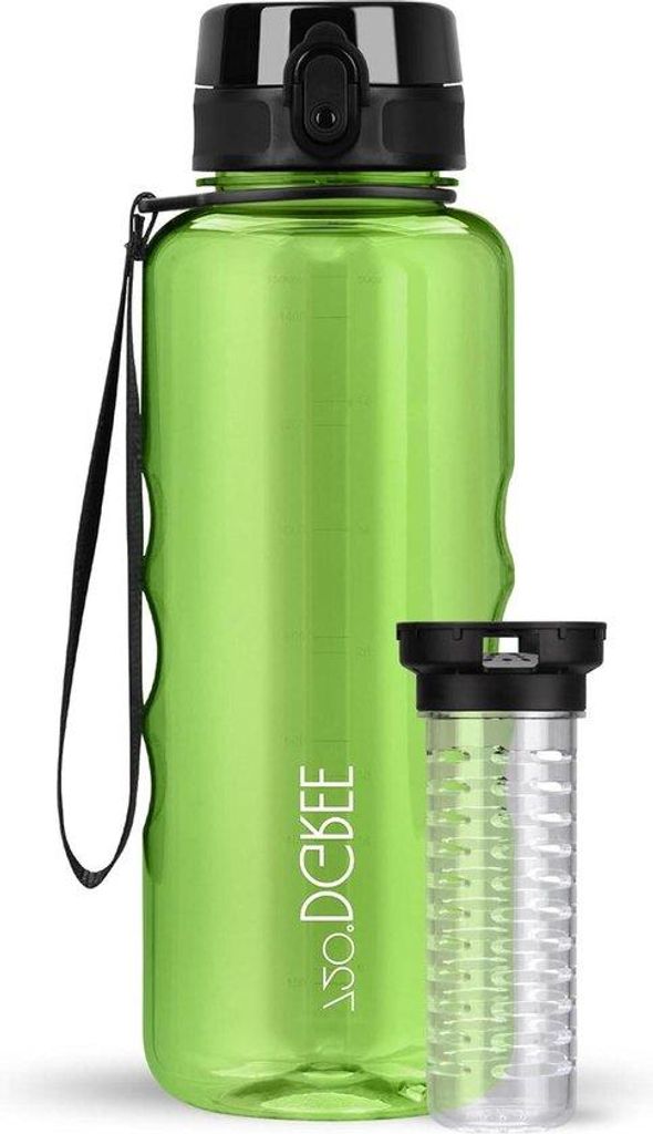XL Wasserflasche 1,5 Liter mit Fruchtaufguss - BPA-frei - herstellbar - Wasserglas für Fitness-Studio Camping Outdoor Reisen