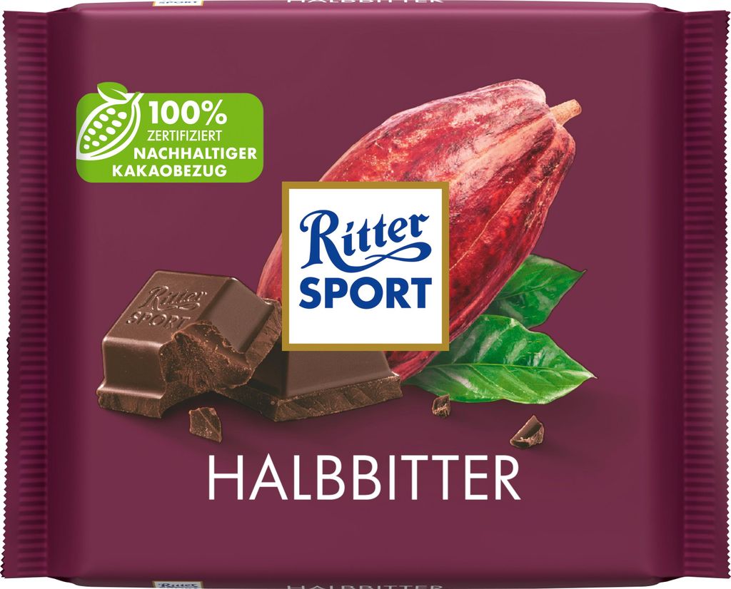 Ritter Sport Tafel Halbbitter 100 g Produktbild 