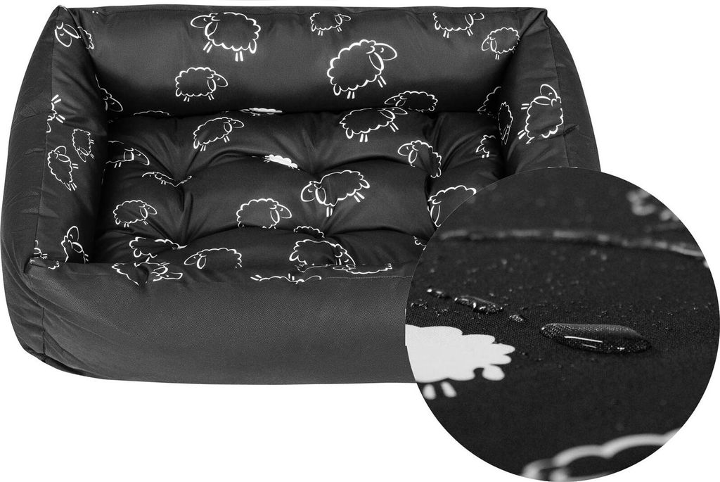 Hundebett Hundekorb Hundesofa Tierbett für Kleine, Mittlere und Grosse Hunde - Waschbar - Größe L - Schwarz und Grau - Schaf