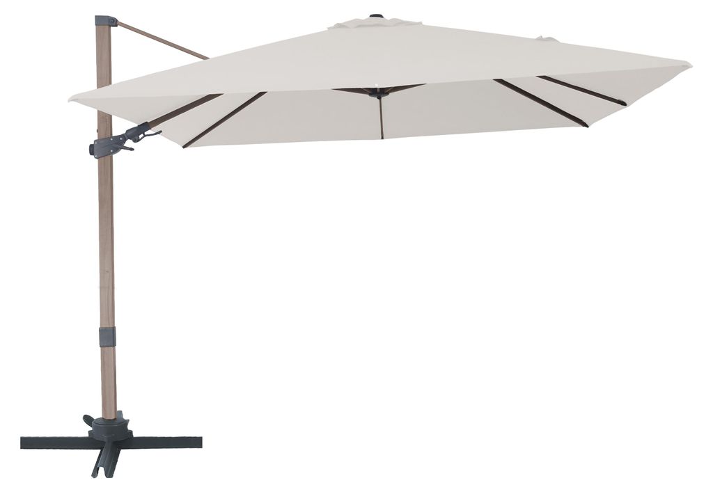 AXI Alina Ampelschirm Quadratisch 300x300 cm in Eichenoptik/Beige | Sonnenschirm für Garten / Terrasse mit Pulverbeschichtetes Gestell | Inkl.
