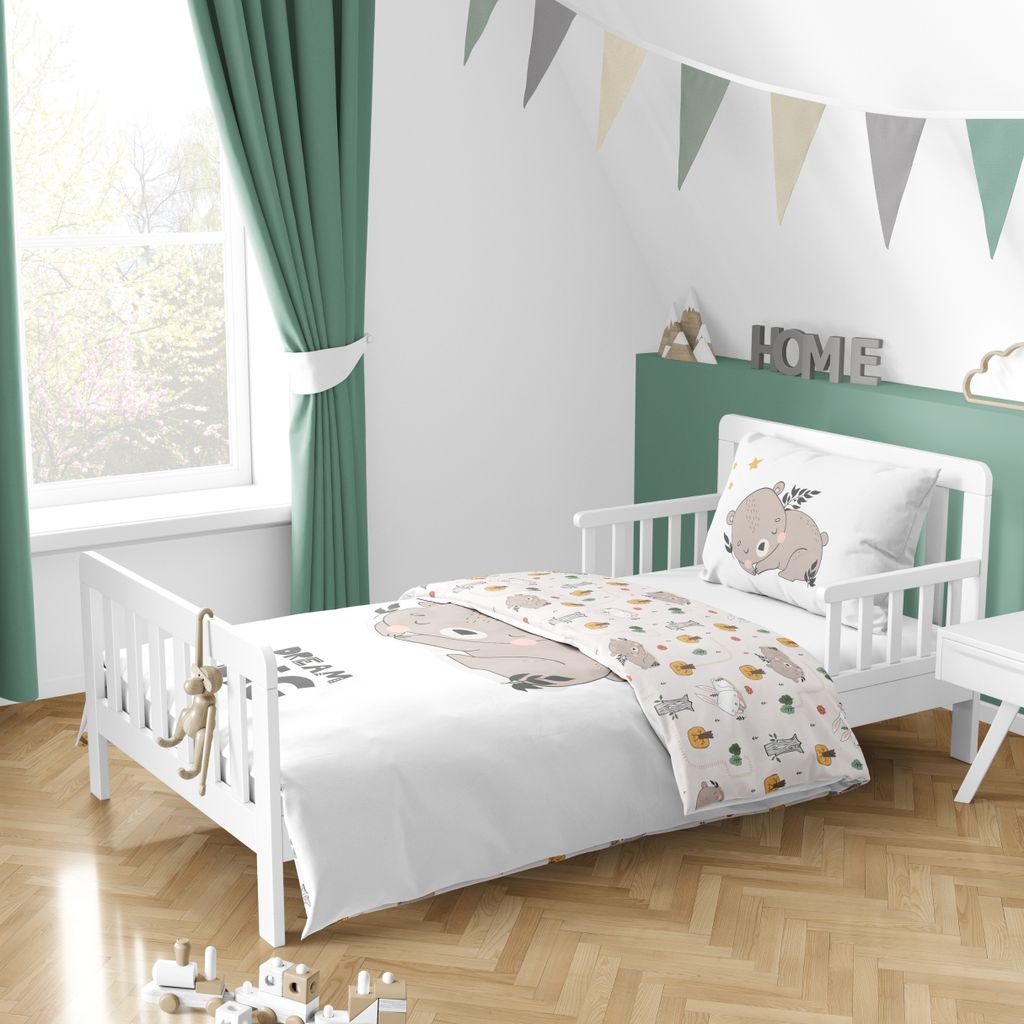 Babybettwäsche Little Dreamer Schlummerbär 100x135 + 40x60 cm, 2-teilig, Sterne - Wolken - Dream Big
